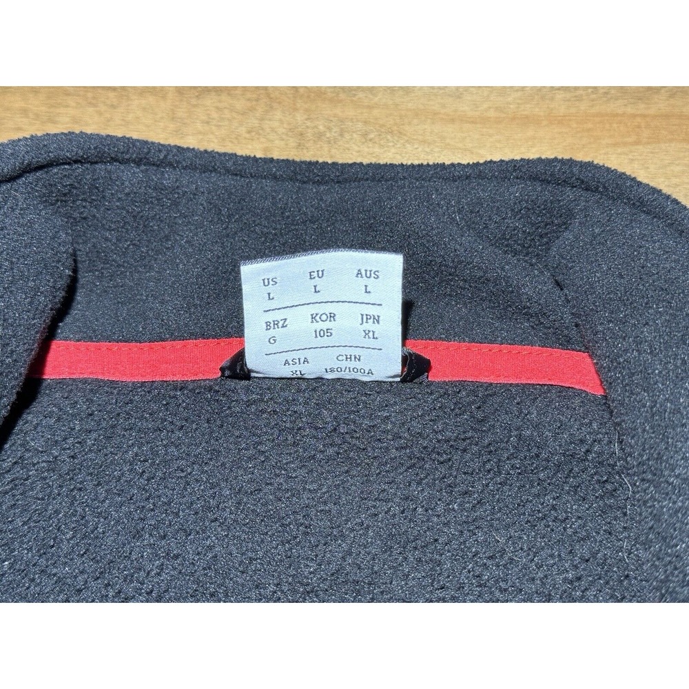 Men's‎ New Balance Full Zip Fleece Jacket Chest Pocket Black/Red Large #130893 - Picture 4 of 5